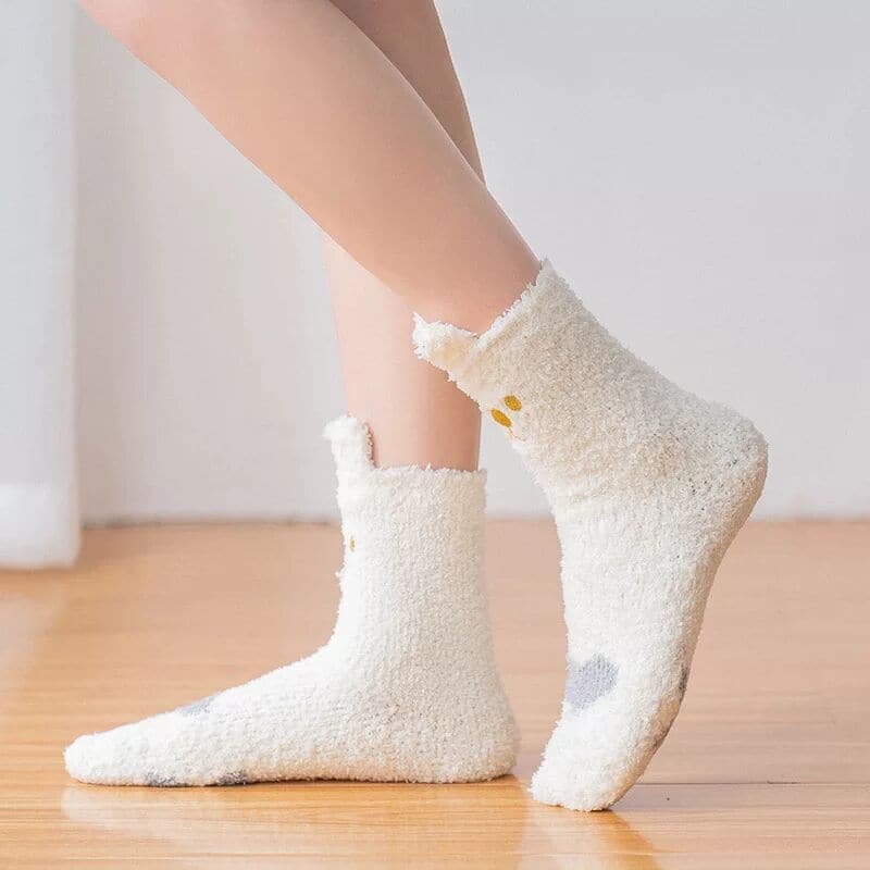 chaussette-cocooning-animaux-blanche-portee