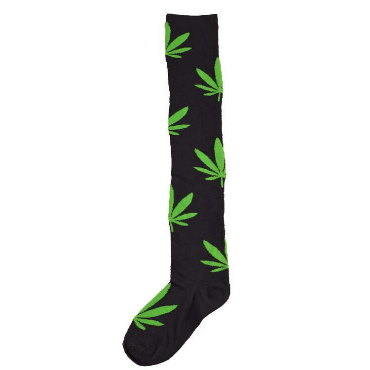 chaussette-haute-weed-noire-et-verte