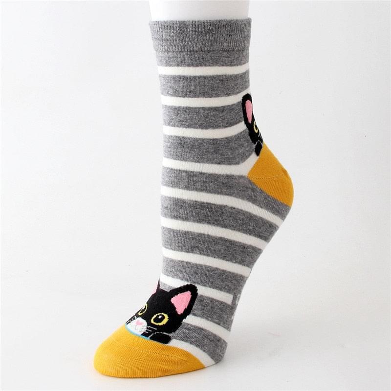 Chaussette à rayures chat