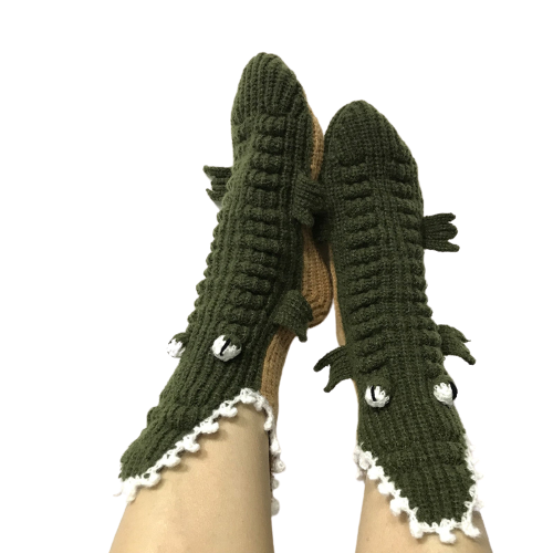 chaussette-fantaisie-crocodile-vert