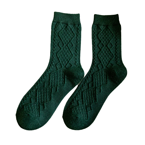 chaussette-hiver-femme-vert-fonce